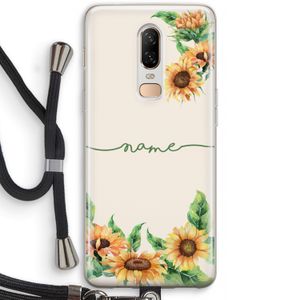 Zonnebloemen: OnePlus 6 Transparant Hoesje met koord