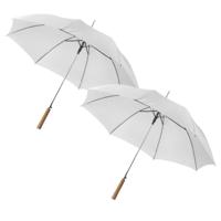 Bruiloft paraplu bruid/bruidegom - 2x - wit - houten handvat - dia 102 cm Bruiloft paraplu bruid/bruidegom - 2x - wit - houten handvat - dia 102 cm
