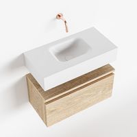 Toiletmeubel Mondiaz Andor | 60 cm | Meubelkleur Washed oak | Lex vrijhangend wastafel Talc Midden | Zonder kraangat