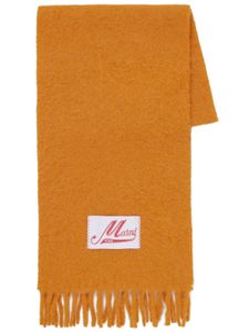 Marni écharpe en laine mélangée à logo appliqué - Orange