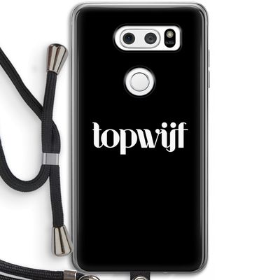 Topwijf Zwart: LG V30 Transparant Hoesje met koord