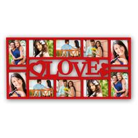 Multi fotolijst Love rood met 10 lijstjes geschikt voor een foto van 10 x 15 cm - thumbnail