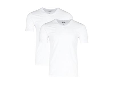 MEXX Set van 2 heren hemden of T-shirts (V-hals, Wit, L)