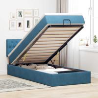 Ottoman bed met matras 100x200 cm fluweel donkerblauw