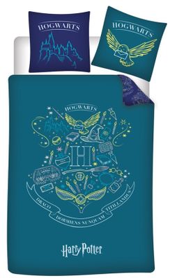 Harry Potter Dekbedovertrek groen/ turquoise - Polyester