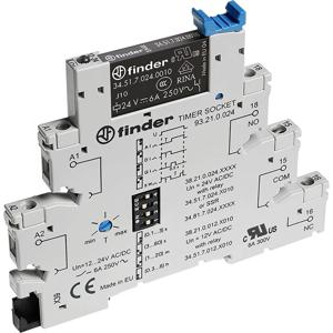 Finder 38.21.0.024.0060 38.21.0.024.0060 Tijdrelais 24 V DC/AC 1 stuk(s) Tijdsduur: 0.1 - 21600 s 1x wisselcontact