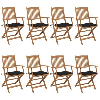 Tuinstoelen 8 st inklapbaar met kussens massief acaciahout