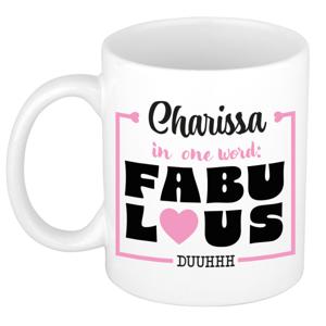 Naam mok Charissa - wit - Fabulous - keramiek - 300 ml - cadeau collega beker