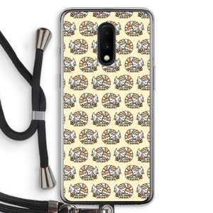 Slapende poes: OnePlus 7 Transparant Hoesje met koord
