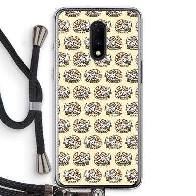 Slapende poes: OnePlus 7 Transparant Hoesje met koord