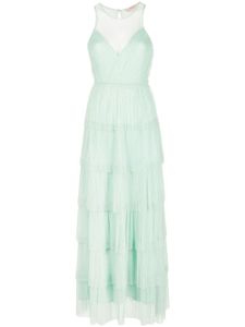 TWINSET robe longue en tulle à fronces - Vert