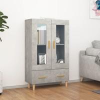 Hoge kast 70x31x115 cm bewerkt hout betongrijs - thumbnail