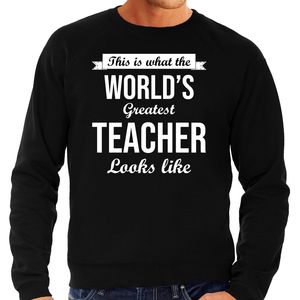 Worlds greatest teacher kado trui voor een leraar / leerkracht zijn verjaardag zwart heren 2XL  -