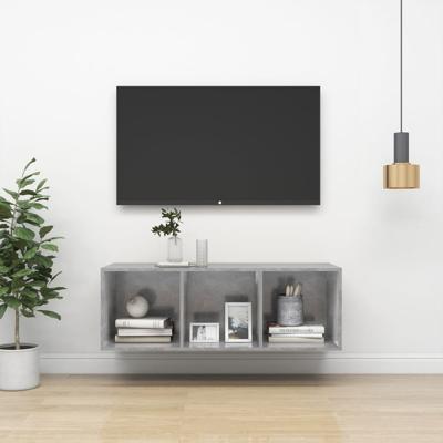 Tv-wandmeubel 37x37x107 cm bewerkt hout betongrijs