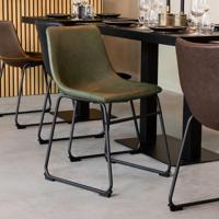 LABEL51 Eetkamerstoel Risto - Hunter - Kunstleder - Zwart Metalen Frame