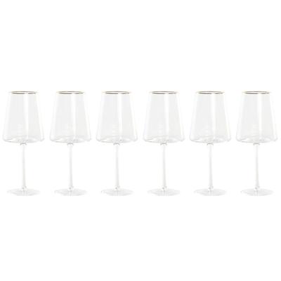 Vlak glas voor champagne en cava Home ESPRIT Transparant Gouden Kristal 400 ml (6 Stuks)
