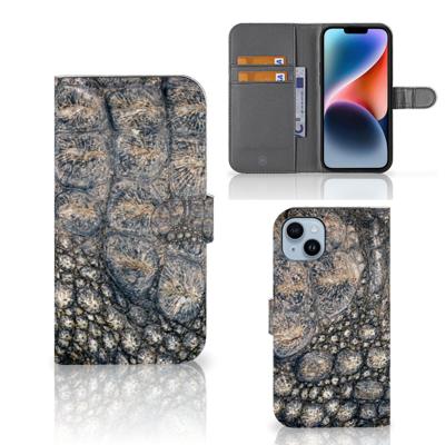 iPhone 15 Plus | Telefoonhoesje | Met pasjeshouder | Krokodillenprint