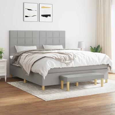 Boxspring met matras stof lichtgrijs 180x200 cm