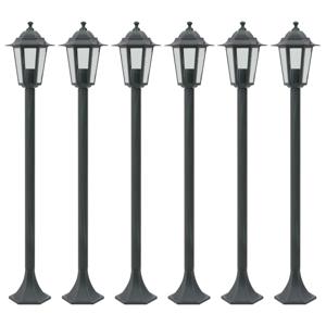 Paalverlichting voor tuin E27 110 cm aluminium donkergroen 6 st