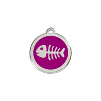 Fish Skeleton Purple roestvrijstalen hondenpenning small/klein dia. 2 cm - RedDingo