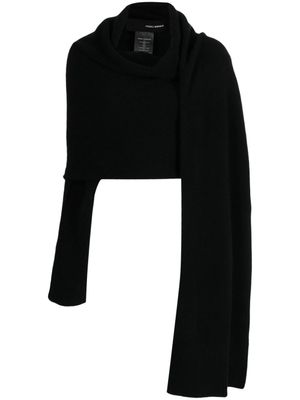 Isabel Benenato pull asymétrique à détail d'écharpe - Noir