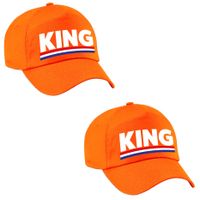 2x stuks king pet / cap oranje voor Koningsdag/ EK/ WK   -