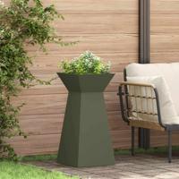 Pilaar Plantenbak 2 pcs Olijfgroen 35 x 35 x 73 cm Staal