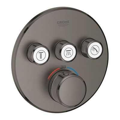 GROHE Grohtherm SmartControl inbouwkraan thermostatisch met omstel voor 3 functies rond hard graphite geborsteld 29121al0
