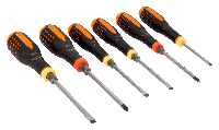 Bahco Schroevendraaierset ERGO™ | driecomponentengreep | doorlopende kling | krachtgreep | gleuf | Phillips - 6-delig - BE-9881TB