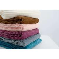 Coperta boudoir - DOMIVA - Grigio blu - 75 x 100 cm - Velluto a coste, morbida e calda