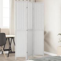 Kamerscherm met 3 panelen massief paulowniahout wit