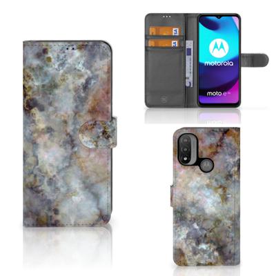 Motorola Moto E20 | E30 | E40 | Bookcase | Marmer Grijs
