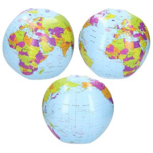 3x Opblaasbare strandballen wereldbol 27 cm