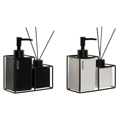 Badset Home ESPRIT Wit Zwart Metaal Dolomite 14,5 x 8 x 17 cm 2 Onderdelen (2 Stuks)