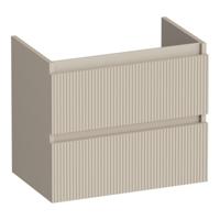 Brauer Joy Wavy - Onderkast Ondiep - 60 cm - met 2 Softclose Lades Greeploos en 1 Sifon Uitsparing - Mat Beige