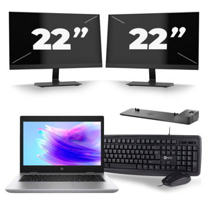 HP ProBook 640 G5 - Intel Core i5-8e Generatie - 14 inch - 16GB RAM - 256GB SSD - Windows 11 + 2x 22 inch Monitor