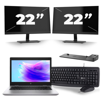 HP ProBook 640 G5 - Intel Core i7-8e Generatie - 14 inch - 16GB RAM - 256GB SSD - Windows 11 + 2x 22 inch Monitor