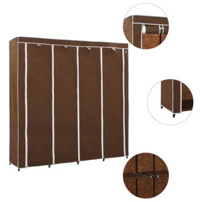 Kledingkast met 4 vakken 175x45x170 cm bruin