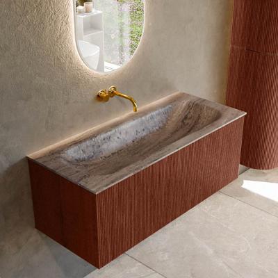 Badmeubel Mondiaz Kurve-Dlux | 110 cm | Meubelkleur Ruby | Wastafelkleur Oza | Solid surface | Wasbak midden spoelbak | Zonder kraangat(en)
