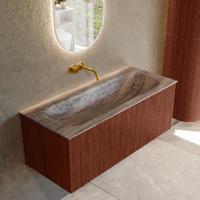 Badmeubel Mondiaz Kurve-Dlux | 110 cm | Meubelkleur Ruby | Wastafelkleur Oza | Solid surface | Wasbak midden spoelbak | Zonder kraangat(en)