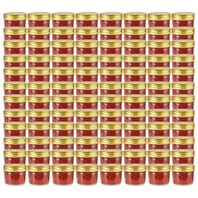 VidaXL Jampotten met goudkleurige deksels 96 st 110 ml glas