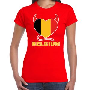 Belgium hart supporter t-shirt rood EK/ WK voor dames