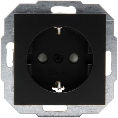 KOPP - Wandcontactdoos - Athenis HK07 - Inbouw - 1-voudig Enkel Stopcontact - Randaarde - Shutter - Kinderbeveiliging - Mat Zwart