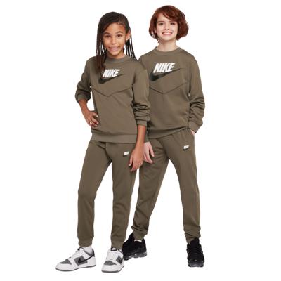 Nike Sportswear Big Logo Crew Trainingspak Kids Olijfgroen Wit