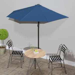 Balkonparasol half met aluminium paal 270x144x222 cm blauw