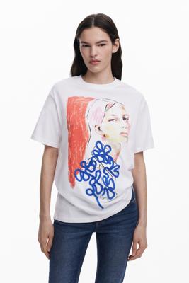 Bloemen gezicht T-shirt - WHITE - M