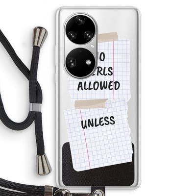 No Girls Allowed Unless: Huawei P50 Pro Transparant Hoesje met koord