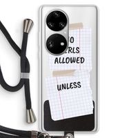 No Girls Allowed Unless: Huawei P50 Pro Transparant Hoesje met koord