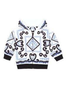 Dolce & Gabbana Kids Marina-print cotton hoodie - Blanc