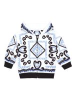 Dolce & Gabbana Kids Marina-print cotton hoodie - Blanc - thumbnail